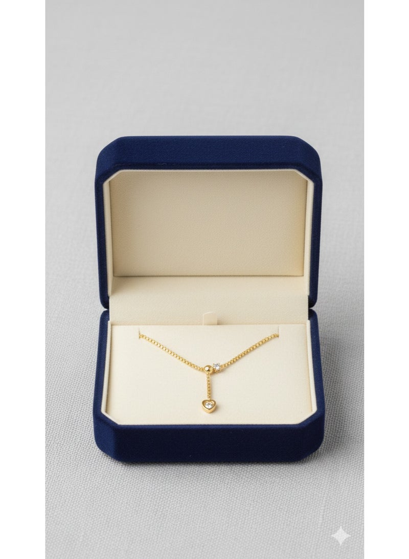 ورد سلسلة ذهبية ستانلس ستيل شكل قلب فص لامع - مقاومة للصدأ - Image 4